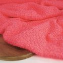 Tissu lainage tweed lurex haute couture - rose fluo x 10 cm