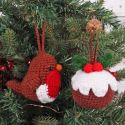 Kit crochet amigurumi - Rouge-gorge & pudding de Noël