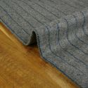Tissu lainage fin rayures gris chiné haute couture - bleu x 10 cm