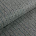 Tissu lainage fin rayures gris chiné haute couture - bleu x 10 cm