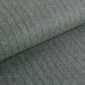 Tissu lainage fin rayures gris chiné haute couture - vert x 10 cm