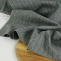 Tissu lainage fin rayures gris chiné haute couture - vert x 10 cm