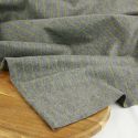 Tissu lainage fin rayures gris chiné haute couture - jaune x 10 cm