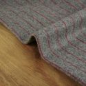 Tissu lainage fin rayures gris chiné haute couture - rouge x 10 cm