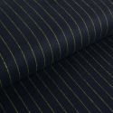 Tissu lainage fin rayures bleu marine haute couture - jaune x 10 cm