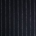Tissu lainage fin rayures bleu marine haute couture - blanc x 10 cm