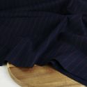 Tissu lainage fin rayures bleu marine haute couture - rouge x 10 cm