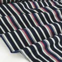 Tissu denim stretch rayures haute couture - bleu foncé x 10 cm