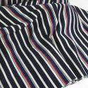Tissu denim stretch rayures haute couture - bleu foncé x 10 cm