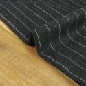 Tissu lainage fin rayures haute couture - gris anthracite x 10 cm