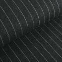 Tissu lainage fin rayures haute couture - gris anthracite x 10 cm