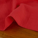 Tissu double gaze - rouge x 10 cm