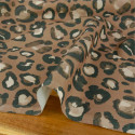 Tissu demi-natté canvas motif léopard - marron clair x 10 cm