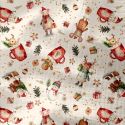 Tissu double gaze souris Noël - blanc x 10 cm
