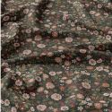 Tissu viscose bouquet fleurs - vert x 10 cm
