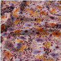 Tissu viscose fleurs orange - violet x 10 cm