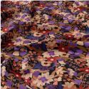 Tissu viscose fleurs violet - noir x 10 cm