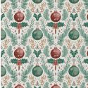 Tissu popeline coton boules Noël vert - blanc x 10 cm