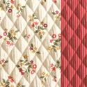 Tissu double gaze matelassée réversible fleurs rayures - rouge x 10 cm