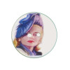Bouton de nacre imprimé motif femme vintage violet