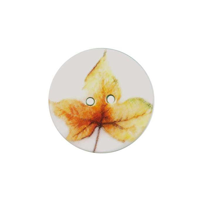 Bouton nacre 2 trous imprimé - Feuille