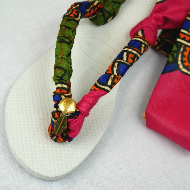 tuto sandales en wax diy customisation perles